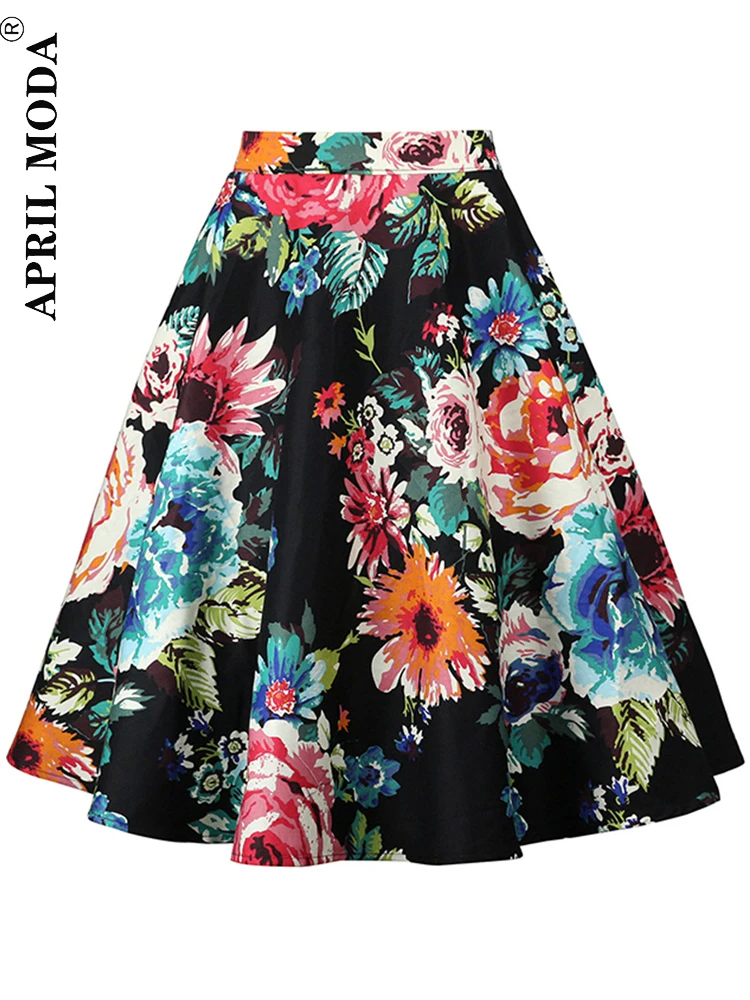 Women'S Fashion In The 50S - Jupe trapèze décontractée à imprimé floral