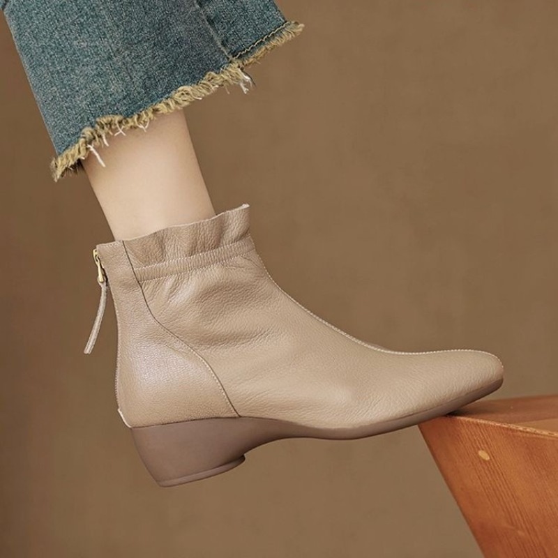 Women'S Fashion Rain Boots - Bottes d'hiver en cuir mi-mollet pour