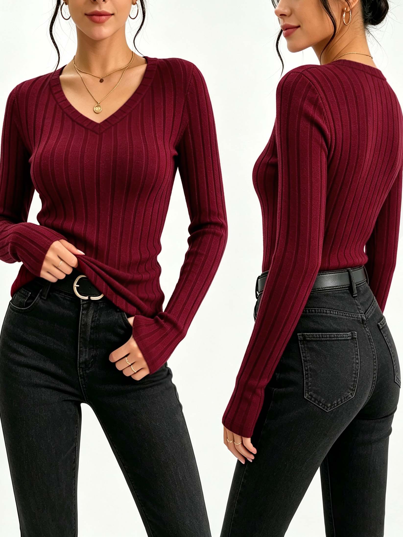 Women Fashion Styles - Haut en maille côtelée à col