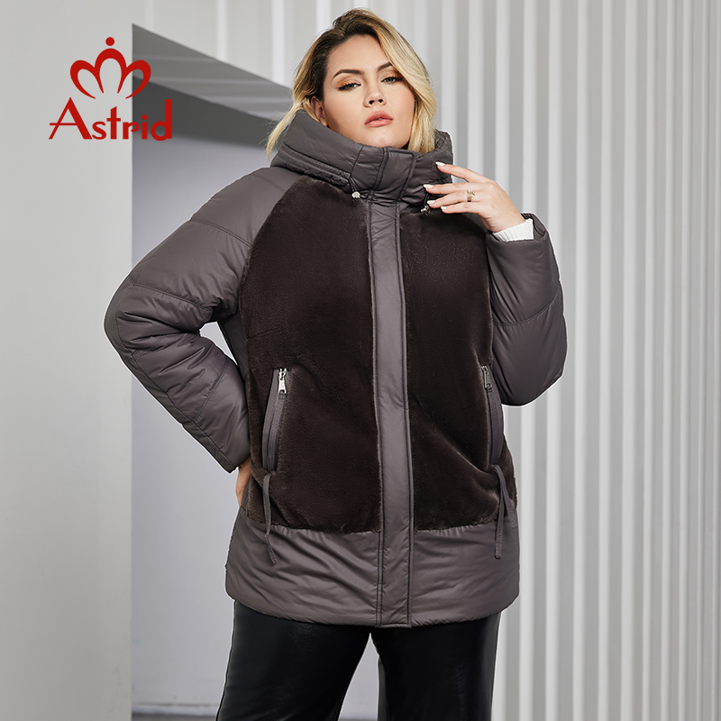 Women'S Fashion Quilted Jacket - Astrid-Parka à capuche en fausse fourrure