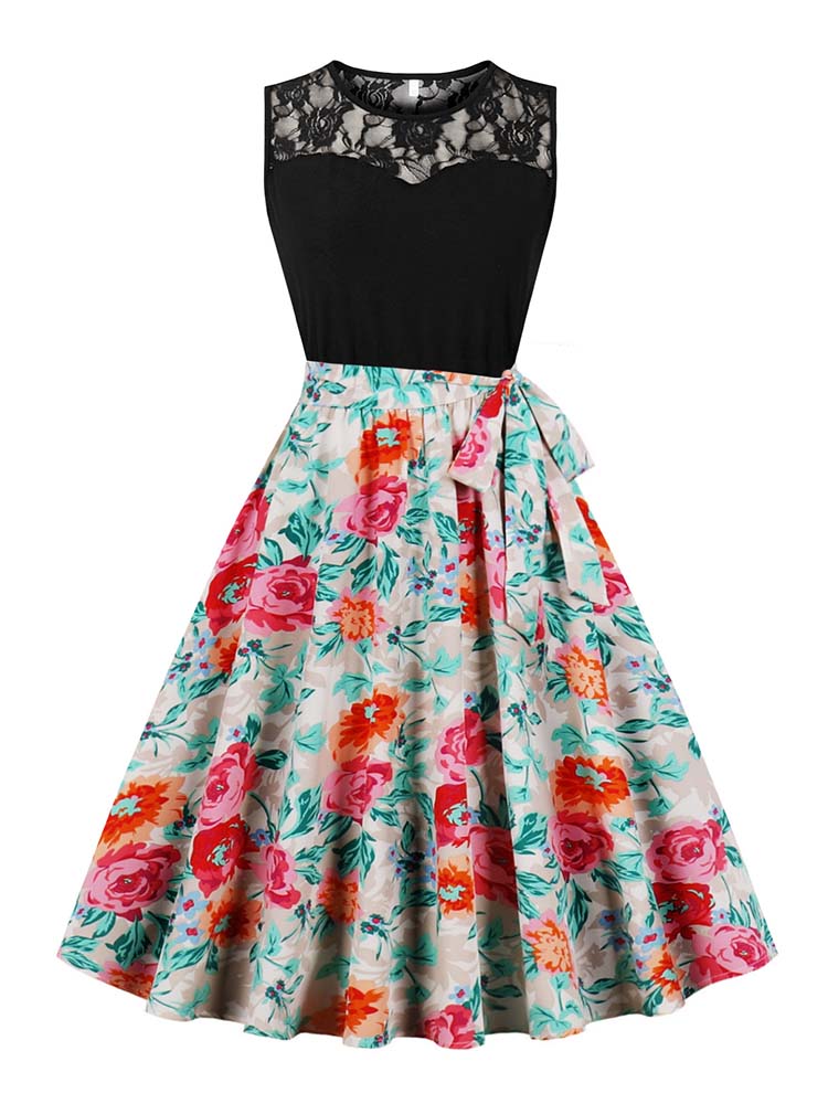 Women'S Fashion In The 50S - Robe mi-longue plissée taille haute pour