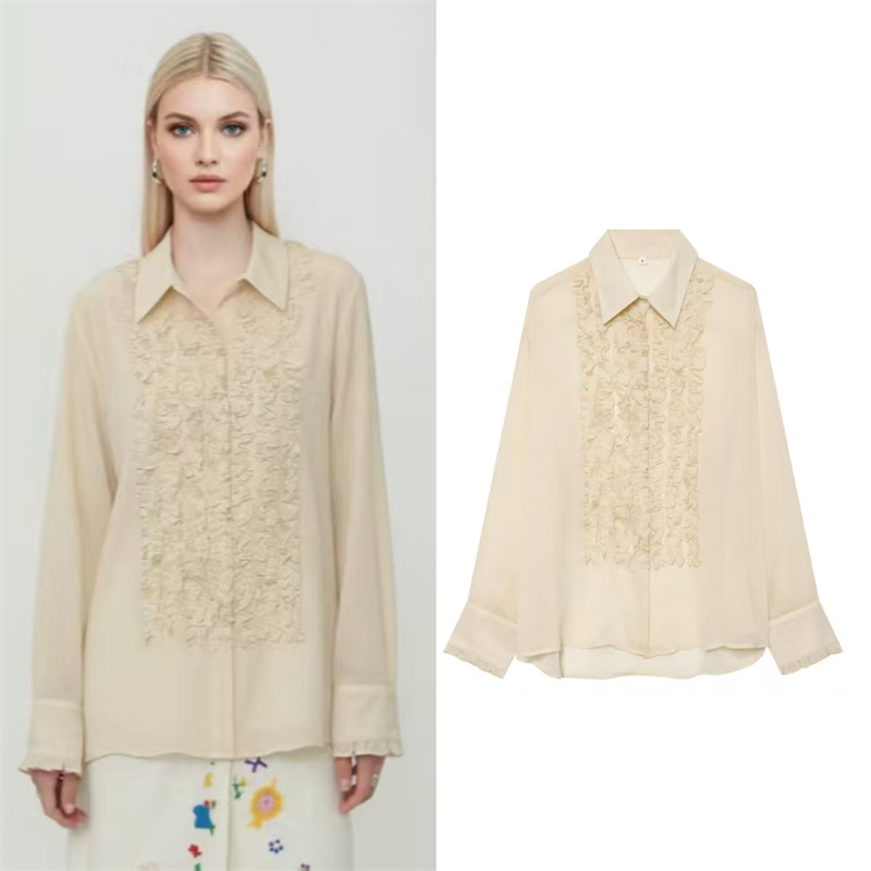 Women'S Fashion Trends 2026 Spring Summer - Chemisier plissé à revers en tissu