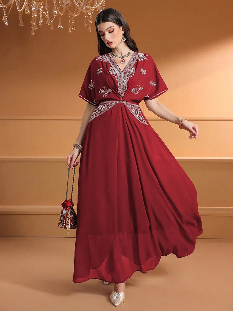 Robe longue col en V pour femm - Turkey Women Fashion avis et prix