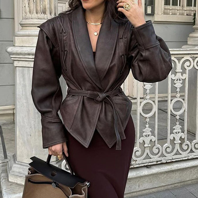 Veste en cuir PU vintage pour  - Women'S Fashion Quilted Jacket avis et prix
