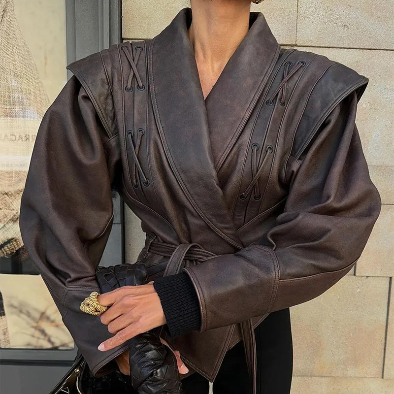 Veste en cuir PU vintage pour  - Women'S Fashion Quilted Jacket avis et prix