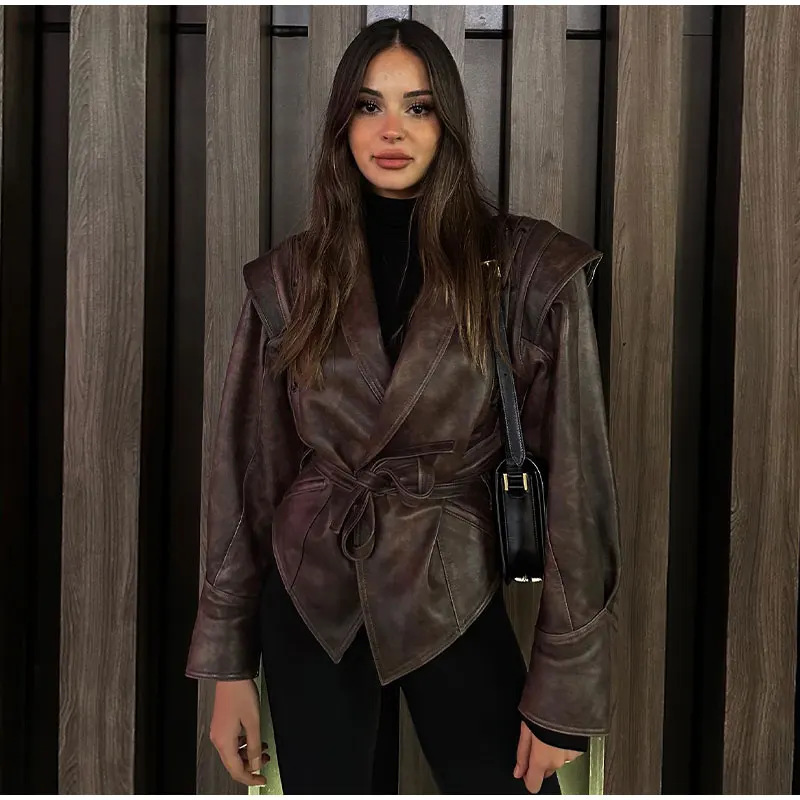 Veste en cuir PU vintage pour  - Women'S Fashion Quilted Jacket avis et prix