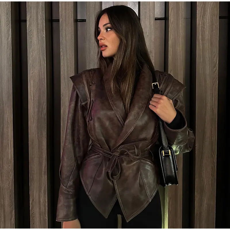 Veste en cuir PU vintage pour  - Women'S Fashion Quilted Jacket avis et prix