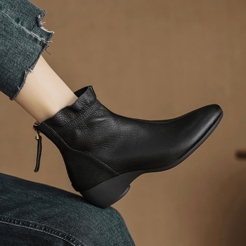 Bottes d'hiver en cuir mi-moll - Women'S Fashion Rain Boots avis et prix