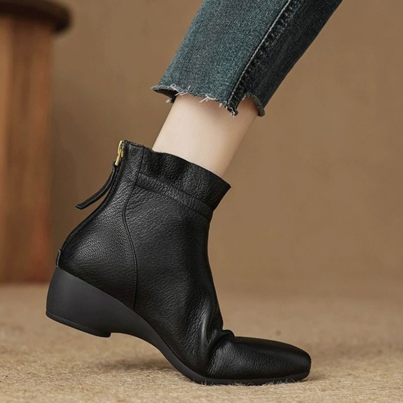 Bottes d'hiver en cuir mi-moll - Women'S Fashion Rain Boots avis et prix