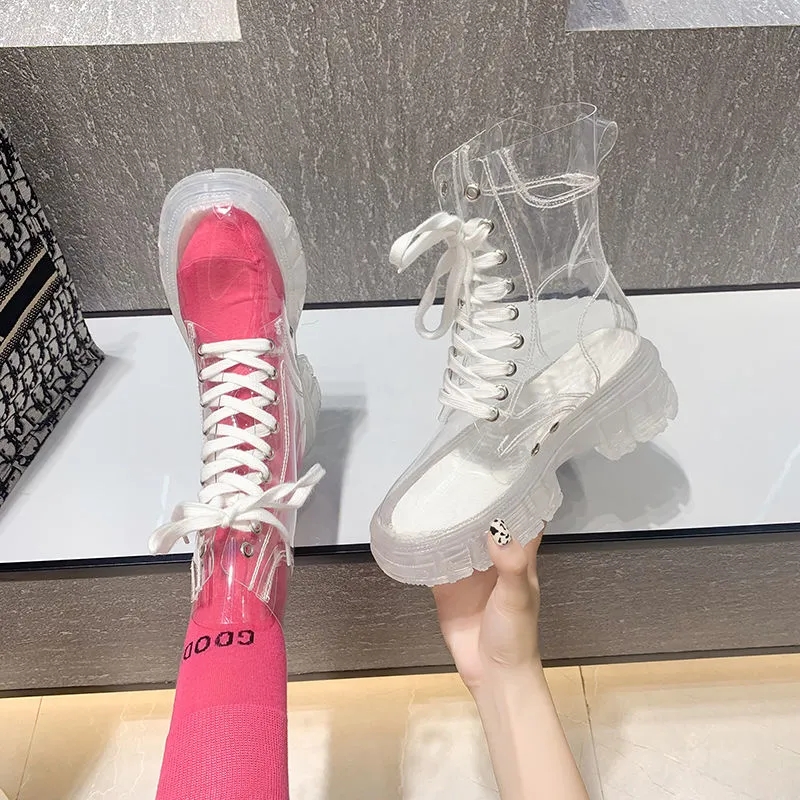 Bottines transparentes à plate - Women'S Fashion Rain Boots avis et prix