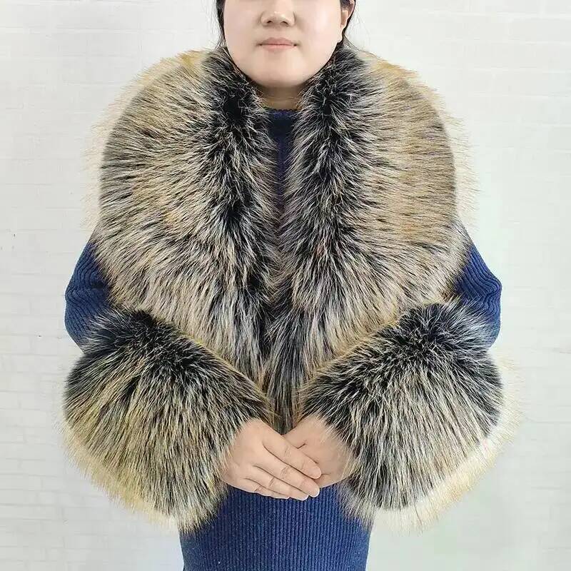 Grand foulard en fausse fourru - Women'S Fashion Quilted Jacket avis et prix